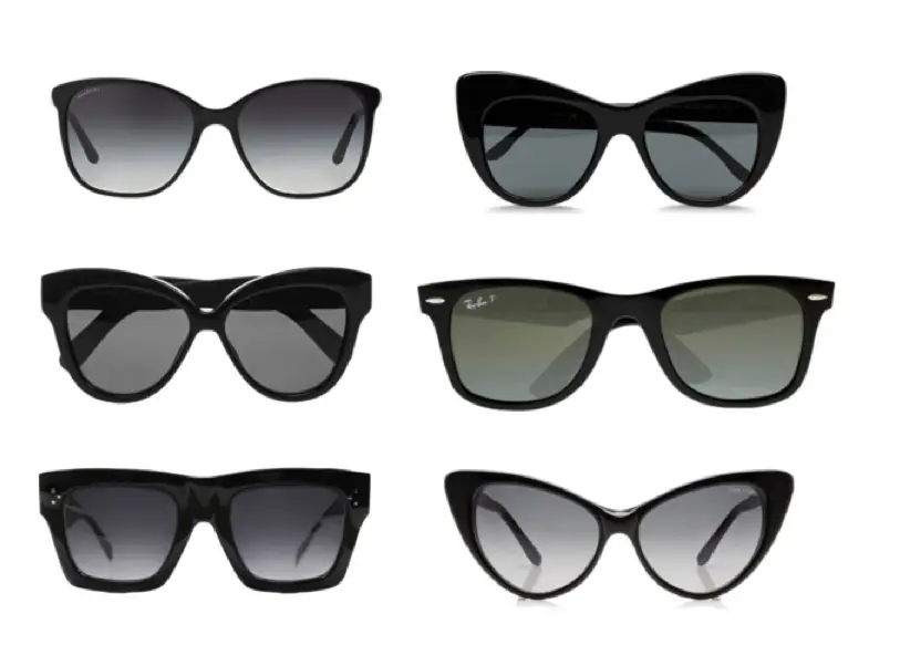 Sunglasses, clockwise from top left, by BVLGARI, Stella McCartney, Ray-Ban, Tom Ford, Celine, and Linda Farrow.