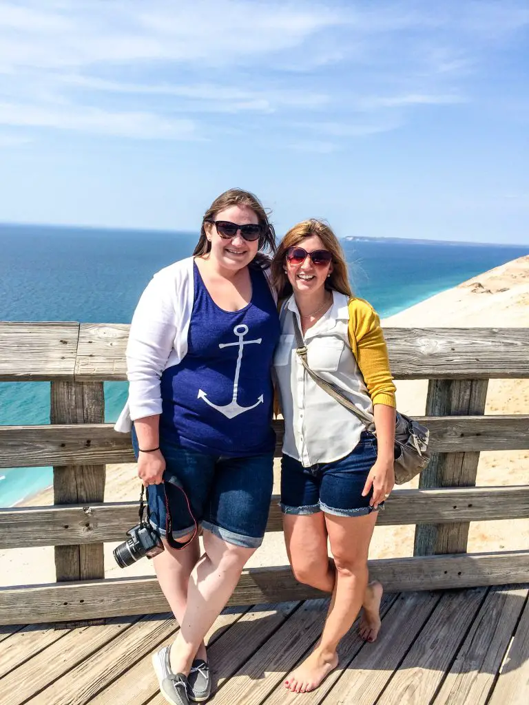 Danny, right, and I at a scenic overlook at Sleeping Bear Dunes National Lakeshore after a huge brunch at Hofbrau Interlochen.