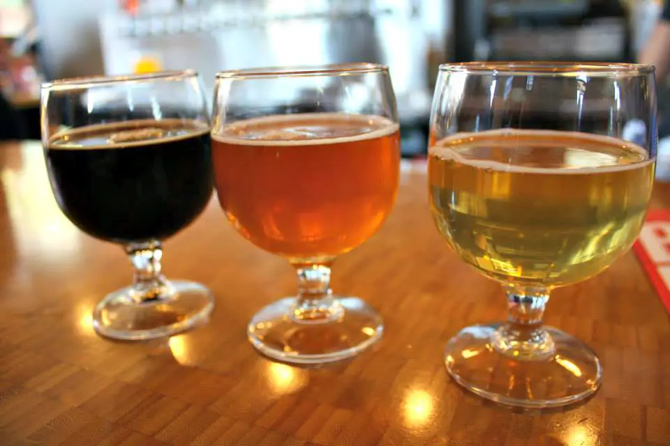 A trio of beer samples at Great Divide Brewing Company in Denver, Colorado. 