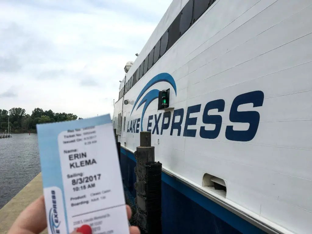 Boarding the Lake Express high speed ferry in Muskegon, Michigan