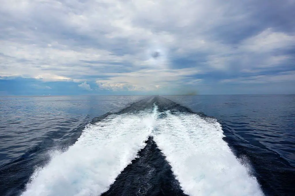 Lake Express high-speed ferry crossing Lake Michigan from Milwaukee to Muskegon 