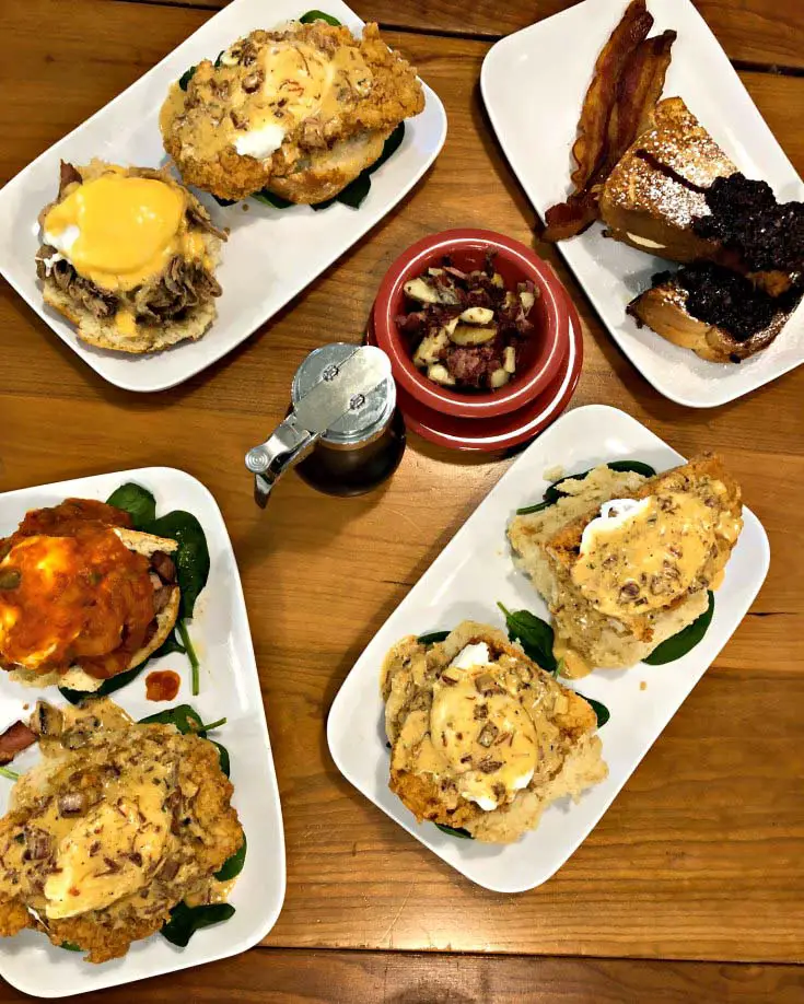 Eggs Benedict breakfast at the Ruby Slipper Cafe in Orange Beach, Alabama