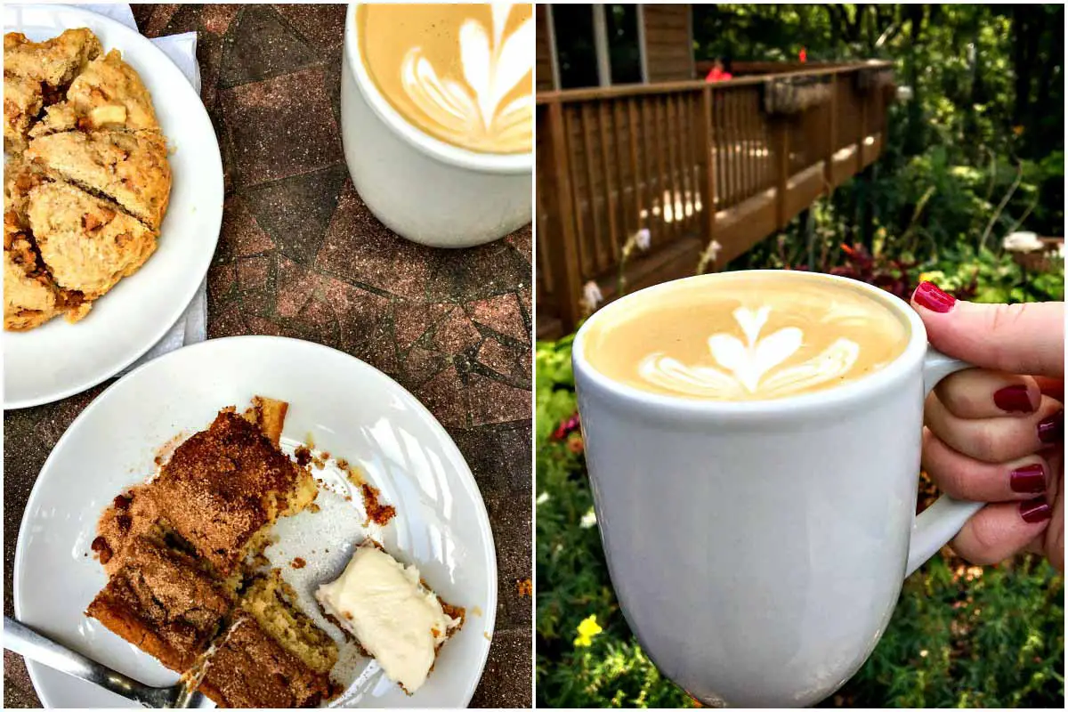 Latte and pastries at Mocha Moment in Janesville, Wisconsin