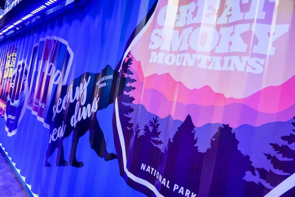 Travel logos in Ford's exhibit for the Explorer and Expedition
