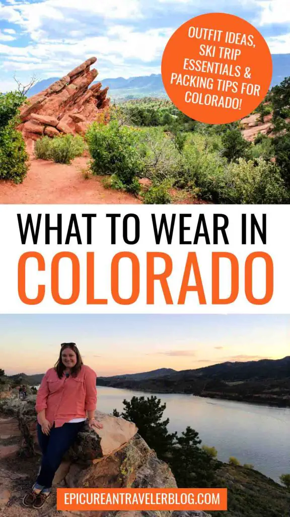 What to wear in Colorado with images of Garden of the Gods in Colorado Springs and Horsetooth Reservoir in Fort Collins, Colorado