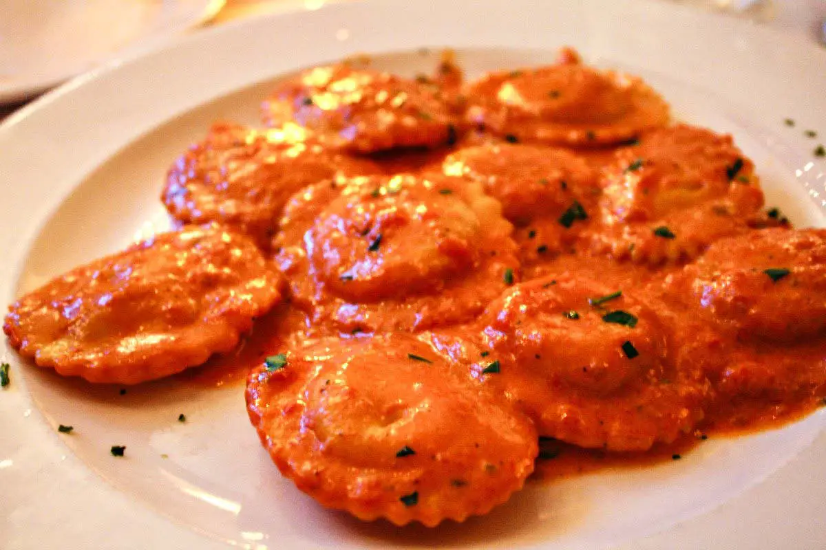 Lobster ravioli in vodka sauce at L'Osteria, Boston