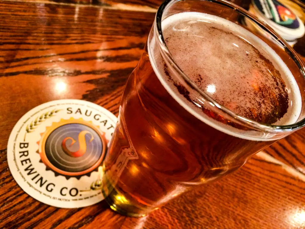 The Oval Beach Blonde craft beer at Saugatuck Brewing Company in Saugatuck, Michigan.
