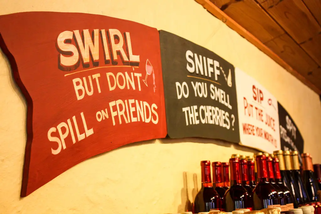 Wine tasting at Cherry Republic. Don't spill! (Erin Klema/The Epicurean Traveler)