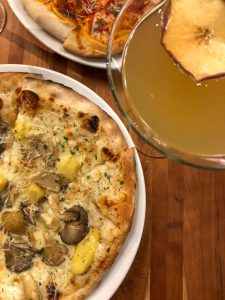 Seasonal pizzas and martinis during the fall season at Bistro Bella Vita, a romantic French and Italian restaurant with 20 signature martinis in downtown Grand Rapids, Michigan, USA