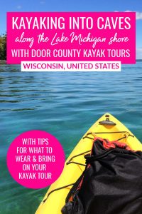Kayaking into caves along the Lake Michigan shore with Door County Kayak Tours, Wisconsin, USA