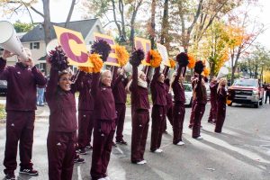 Central Michigan University cheerleaders in Homecoming parade