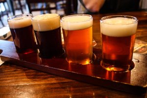 Craft beer flight in Mt. Pleasant, Michigan, USA
