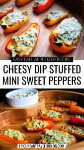 Easy fall appetizer recipe for cheesy dip-stuffed sweet peppers