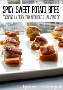 Recipe: Spicy Sweet Potato Bites, a delicious and easy-to-make appetizer featuring La Terra Fina Artichoke & Jalapeno Dip