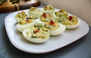 Deviled Eggs made with La Terra Fina Spinach & Parmesan Dip