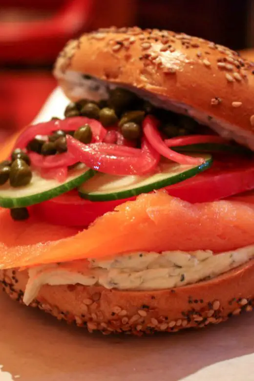 The Standard Grill Everything Bagel & Lox at weekend brunch in New York City, Meatpacking District