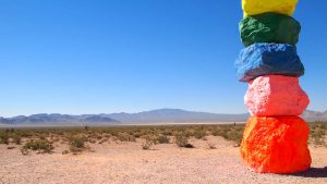 Seven Magic Mountains art installation outside of Las Vegas, Nevada, United States
