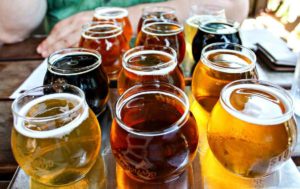 Beer flights at New Holland Pub on 8th in Holland, Michigan