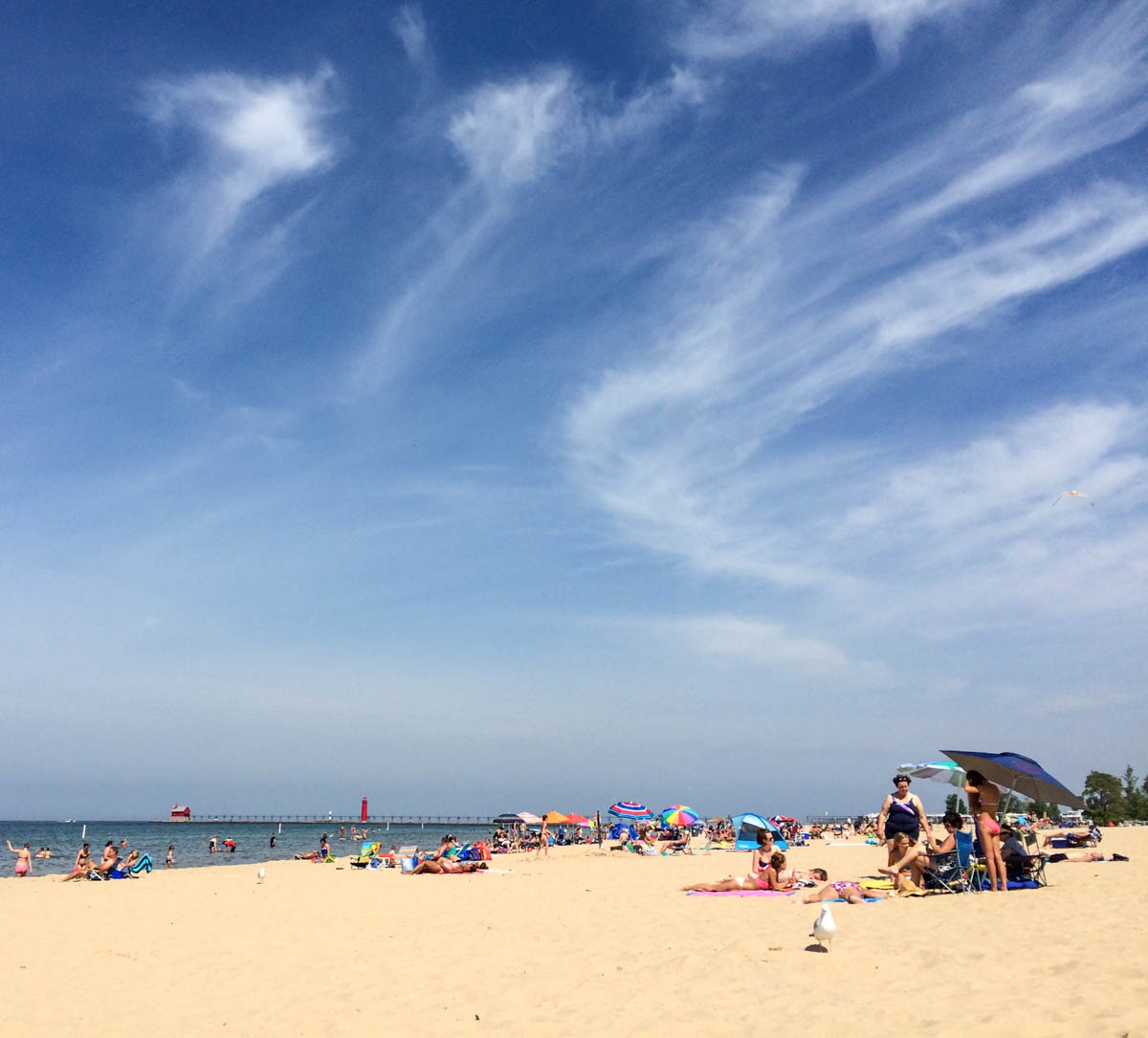 The beach at Grand Haven State Park in Grand Haven, Michigan, USA