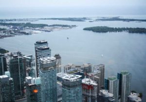 View of Toronto from 360 Restaurant at the CN Tower, Toronto, Canada