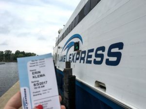 Boarding the Lake Express high speed ferry in Muskegon, Michigan
