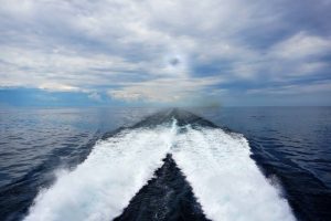Lake Express high-speed ferry crossing Lake Michigan from Milwaukee to Muskegon