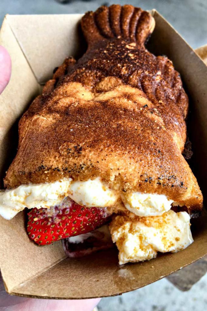 A new food in 2016, this miso waffle cone with vanilla ice cream and a strawberry balsamic filling was a big hit at the Minnesota State Fair.