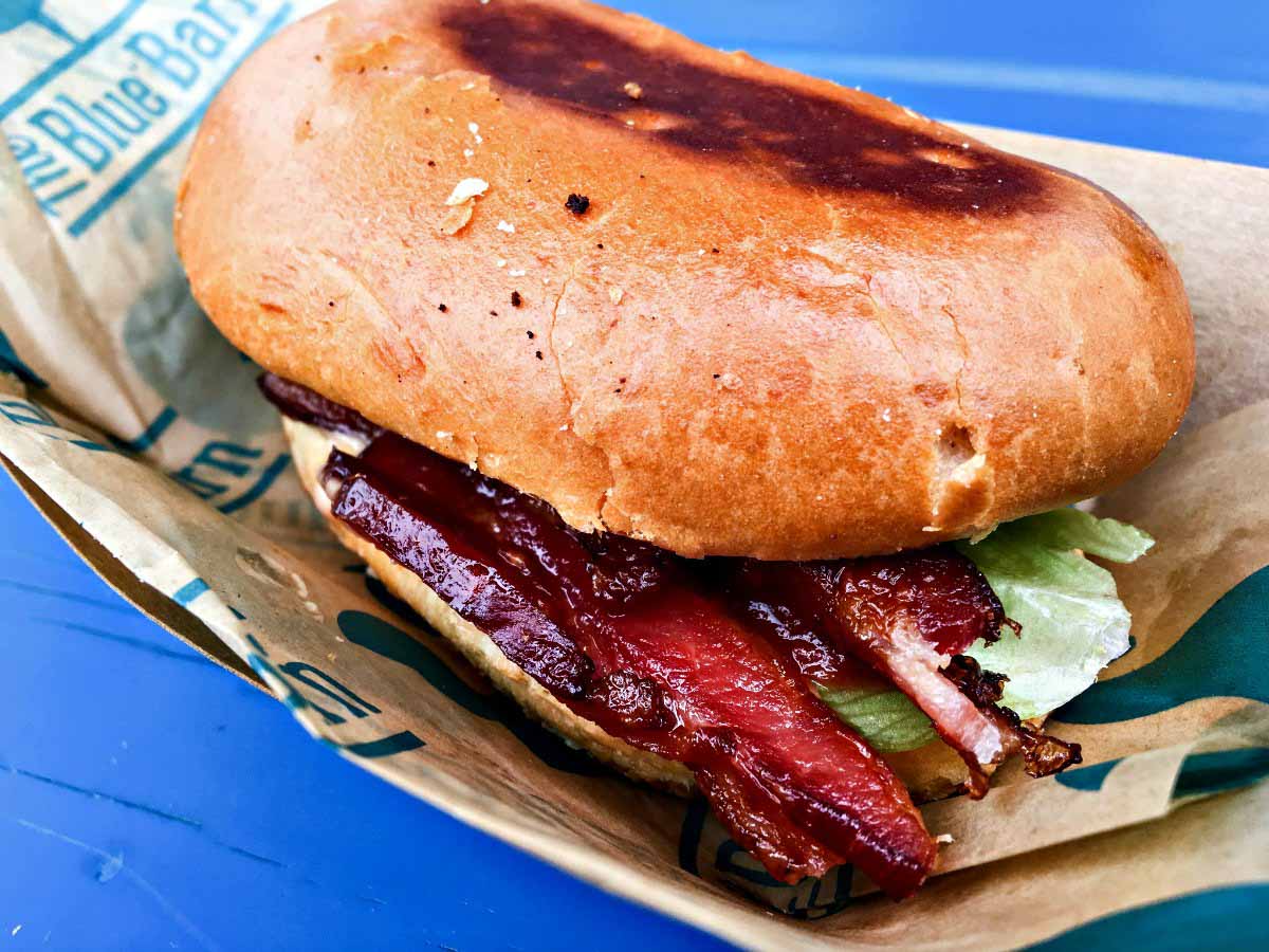 Candied bacon BLT sandwich from The Blue Barn at the Minnesota State Fair