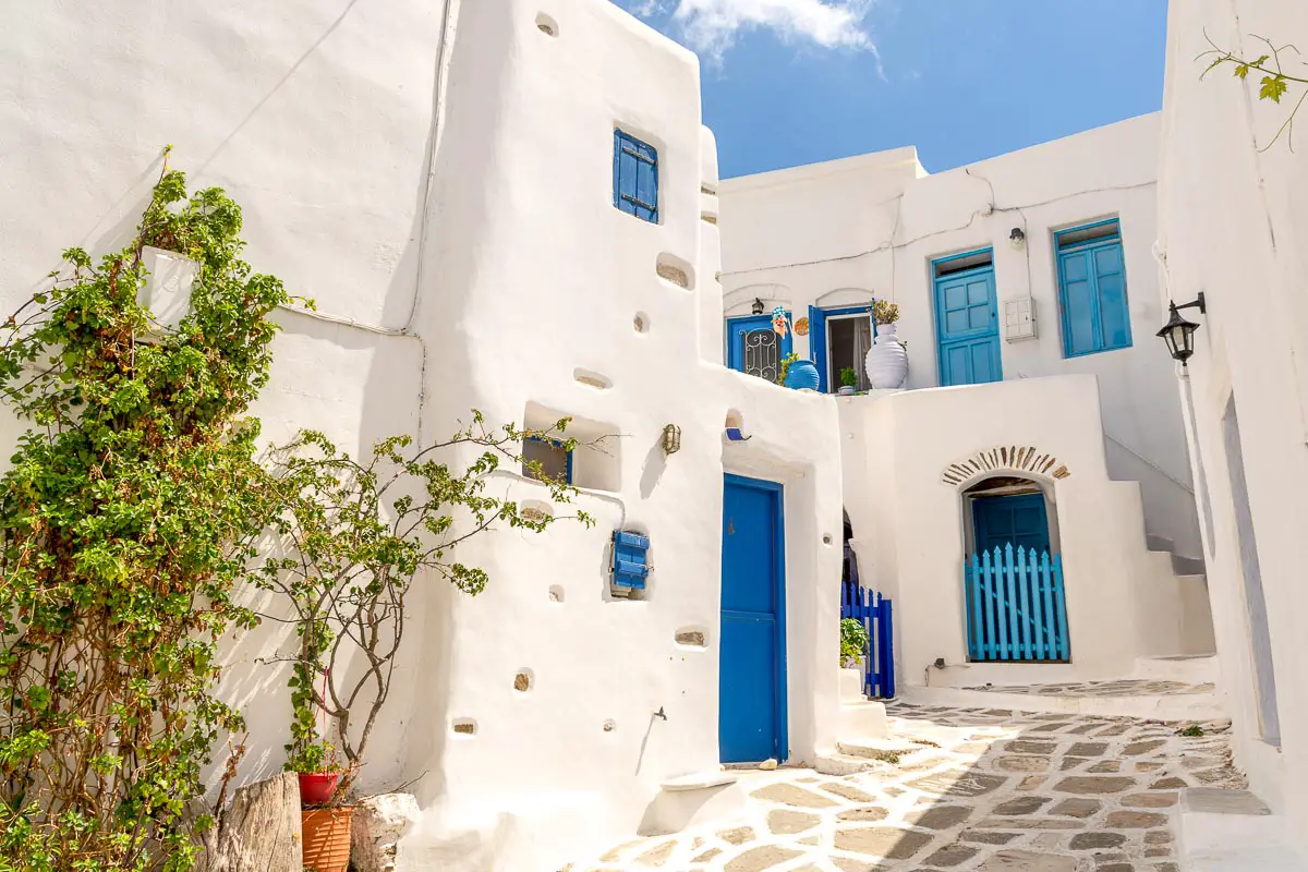 Traditional white houses in Lefkes, Paros, Greece