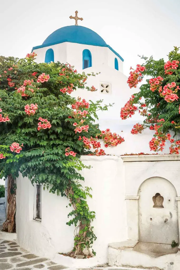 Beautiful typical greek church in Parikia, Paros island