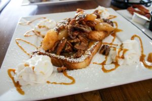 Pear & Pecan Cinnamon French Toast at The Southern Grind in Orange Beach, Alabama