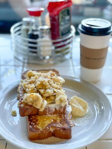 Banana MacNut French Toast for breakfast at Kihei Caffee in Kihei, Maui, Hawaii