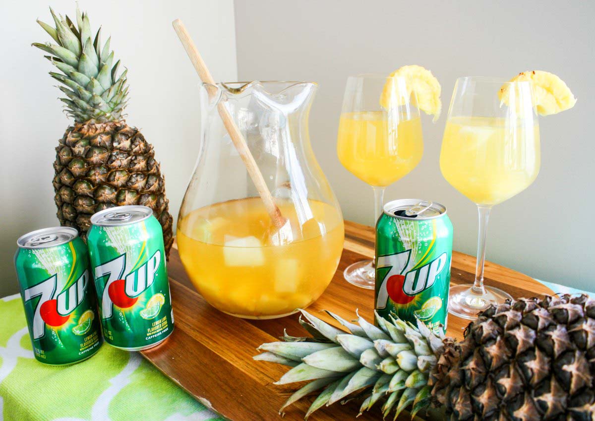 Tropical Pina White Sangria featuring 7UP