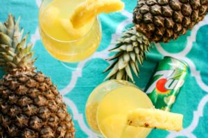 Tropical Pina White Sangria with 7UP