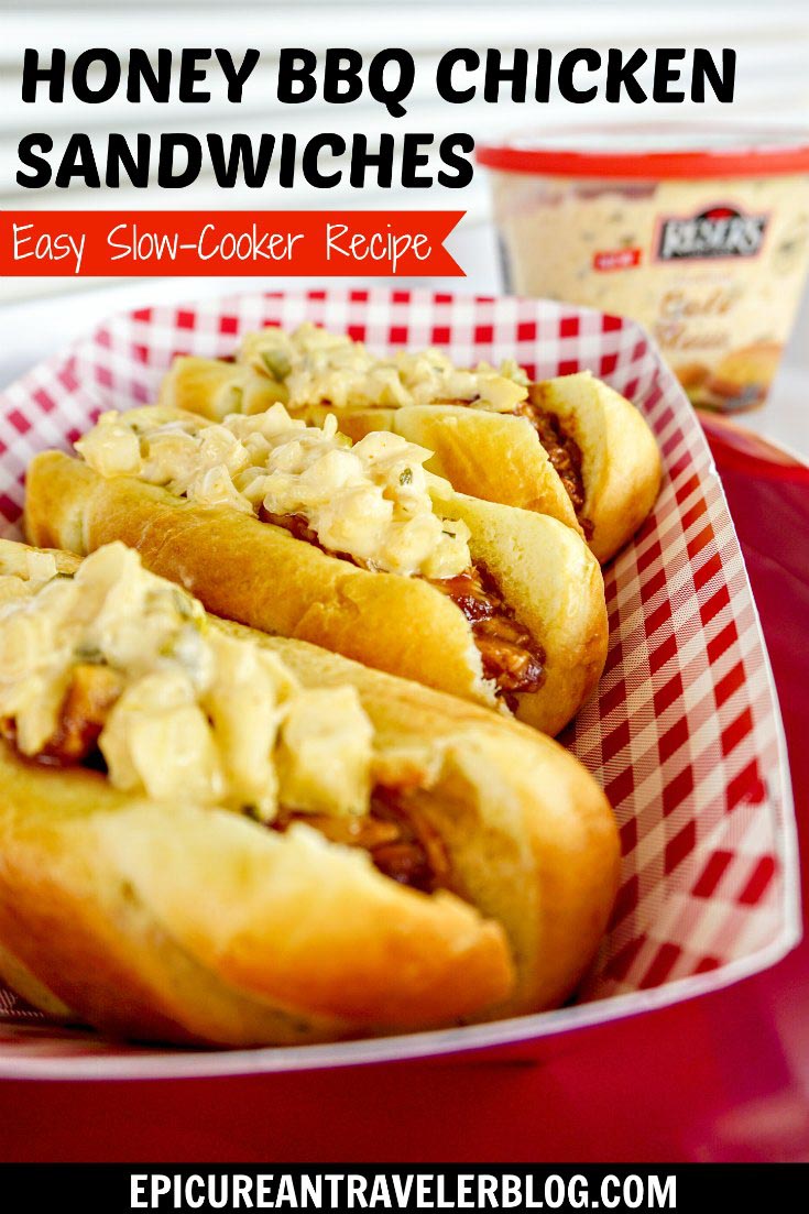 Easy slow-cooker recipe: Honey BBQ Chicken Sandwiches topped with Reser's Stadium Cole Slaw #ResersInGR