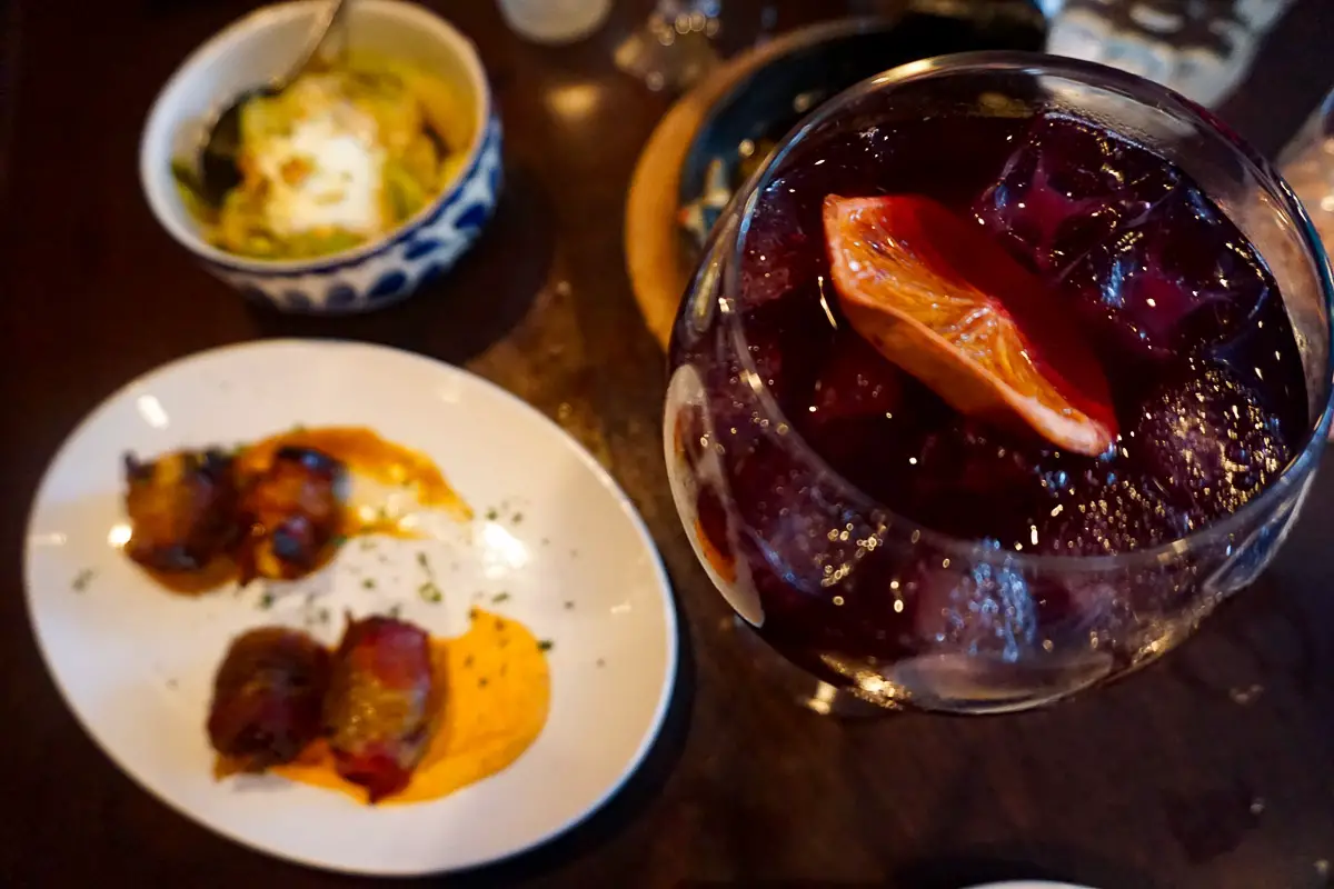 Sangria and tapas at Aventura, a Spanish restaurant in Ann Arbor, Michigan