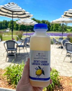 Lavender lemonade on the patio of Secret Garden at Brys Estate in Traverse City, Michigan