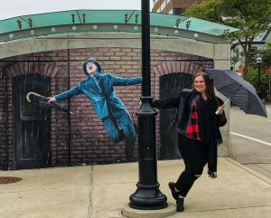 Singin' in the Rain mural by David Zinn in Ann Arbor, Michigan, USA