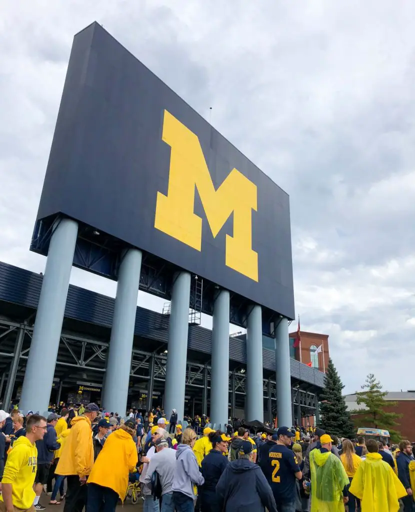 Fans entering Michigan Stadium on game day in Ann Arbor, Michigan