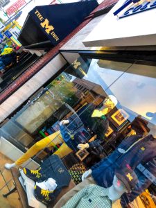 The M Den storefront on South State Street in Ann Arbor, Michigan, USA