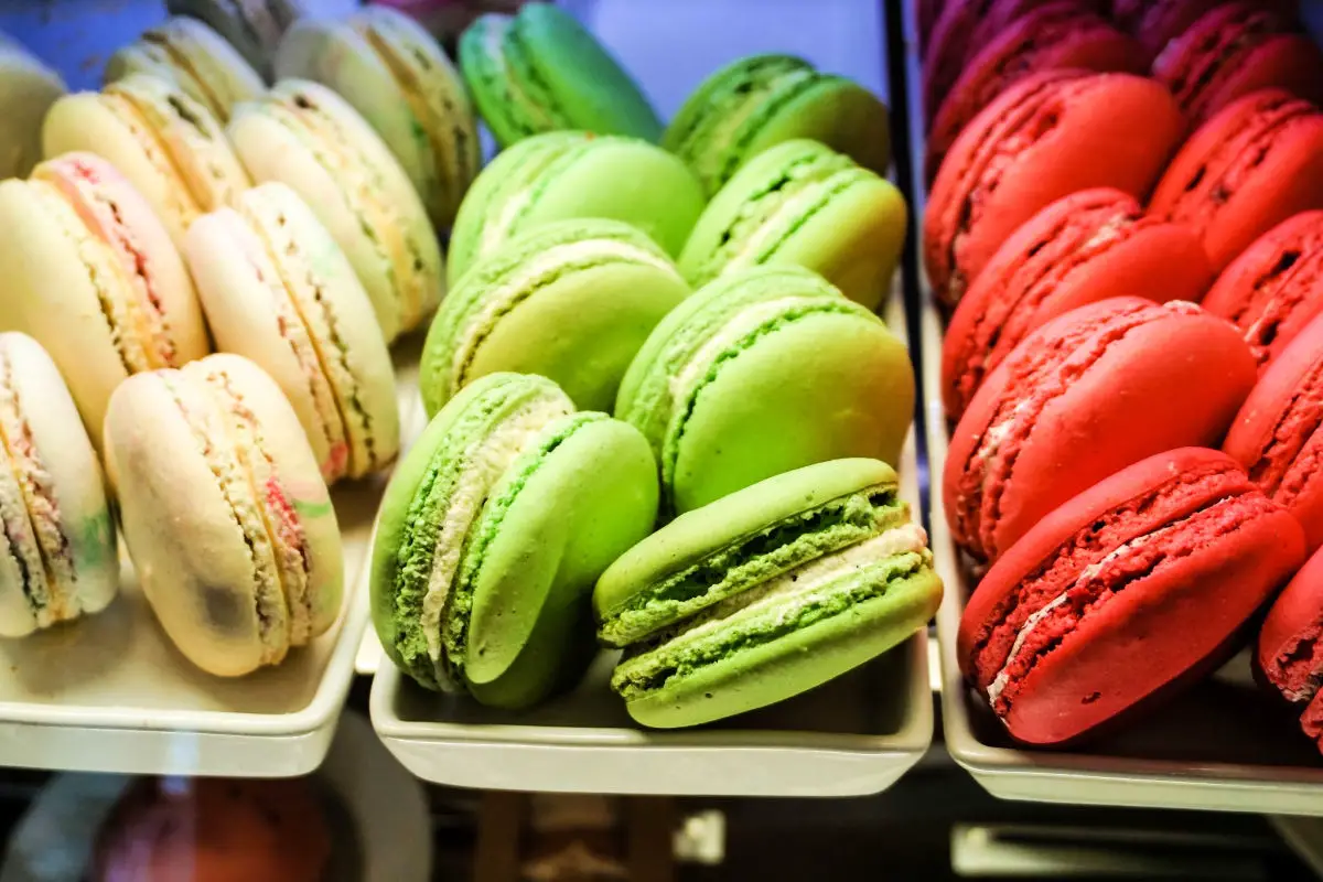 Assorted French macarons at TeaHaus in Ann Arbor, Michigan, USA