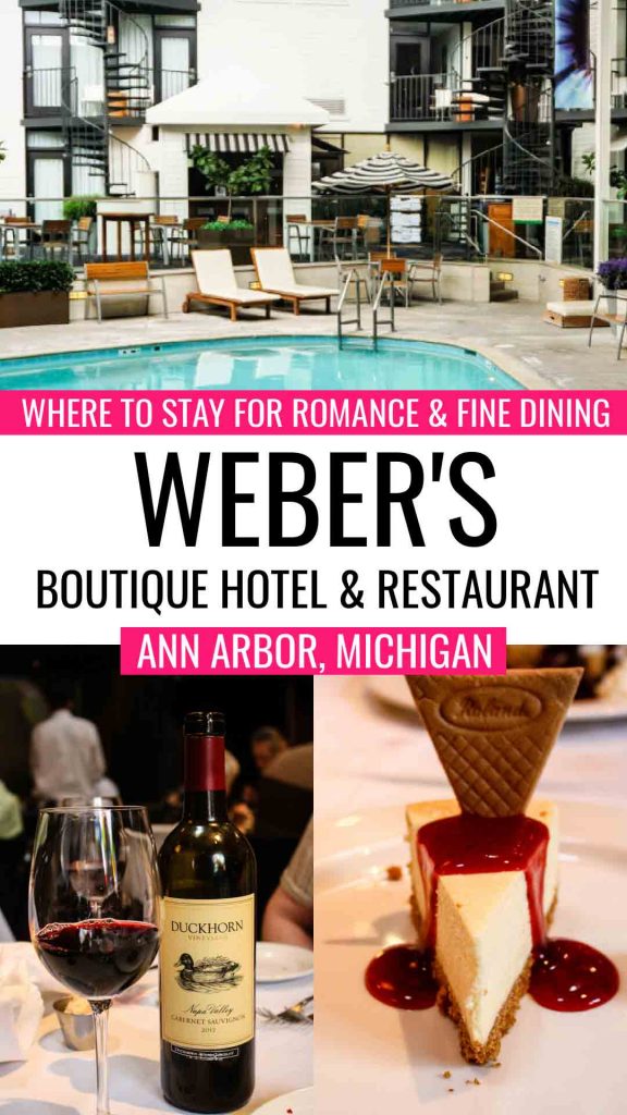 Weber's Boutique Hotel in Ann Arbor, Michigan with indoor saltwater pool atrium and fine-dining restaurant