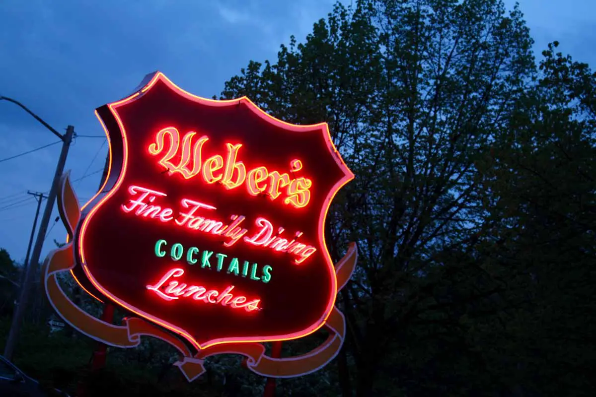 Weber's Inn sign at Weber's Boutique Hotel & Restaurant in Ann Arbor, Michigan