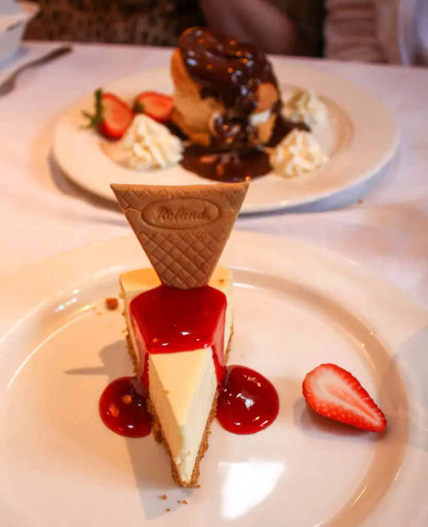 Cream puff and cheesecake desserts at Weber's Restaurant in Ann Arbor, Michigan, USA