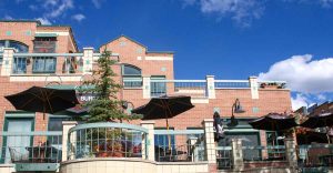 Empire Burger Breckenridge exterior view of the upper level restaurant at La Cima Mall