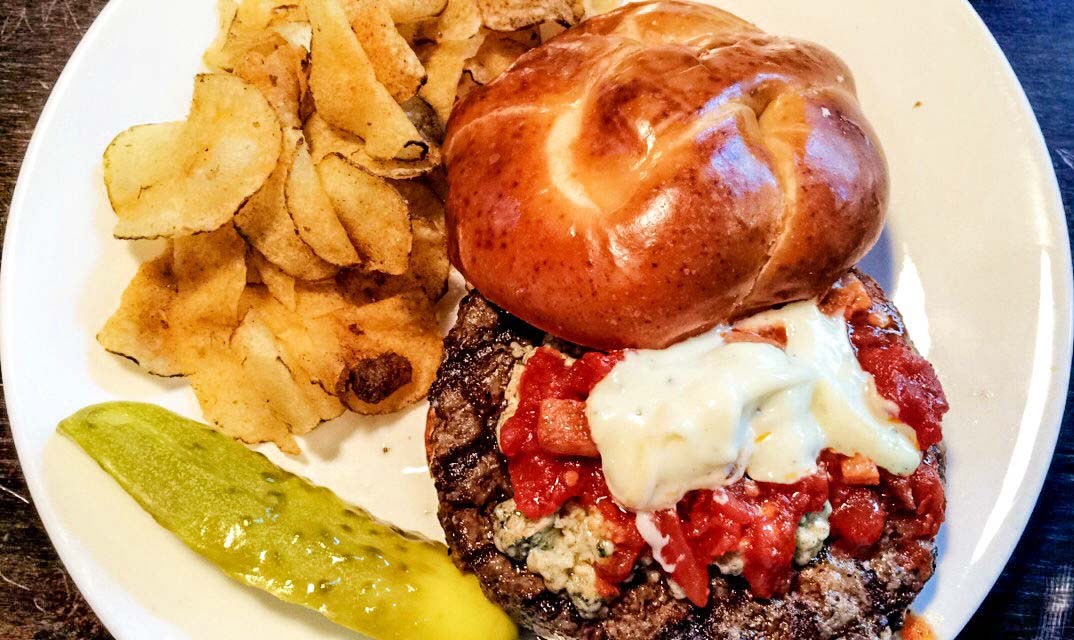 Blue Burger at the Pretzel Bell, Ann Arbor, Michigan