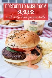 Portobello Mushroom Burger with Roasted Red Pepper Aioli