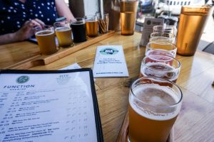 Craft beer flights at Function Brewing in Bloomington, Indiana