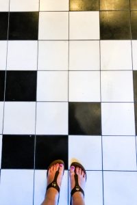 Crossword Tiling in Graduate Bloomington lobby
