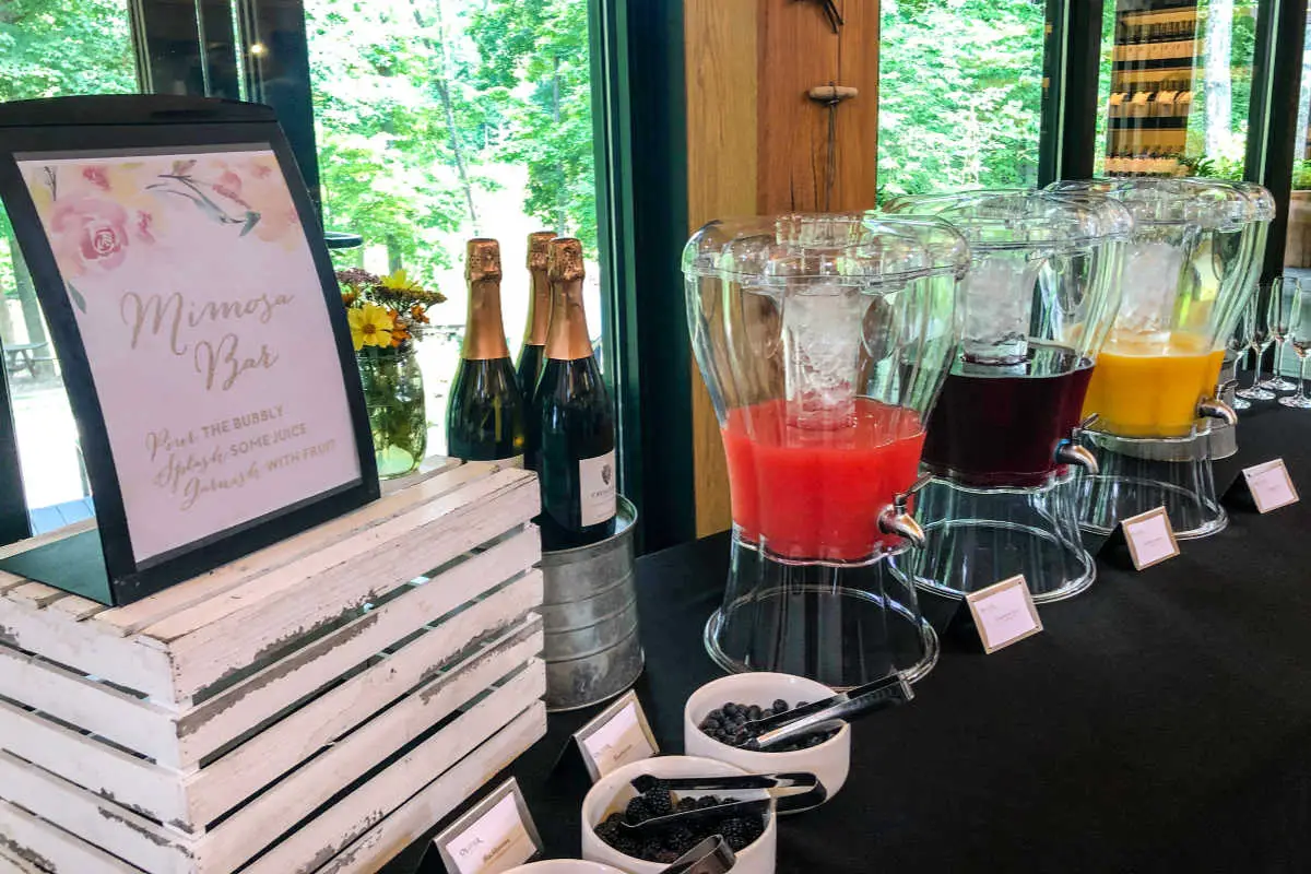 Make-your-own mimosas on Sundays at Oliver Winery in Bloomington, Indiana